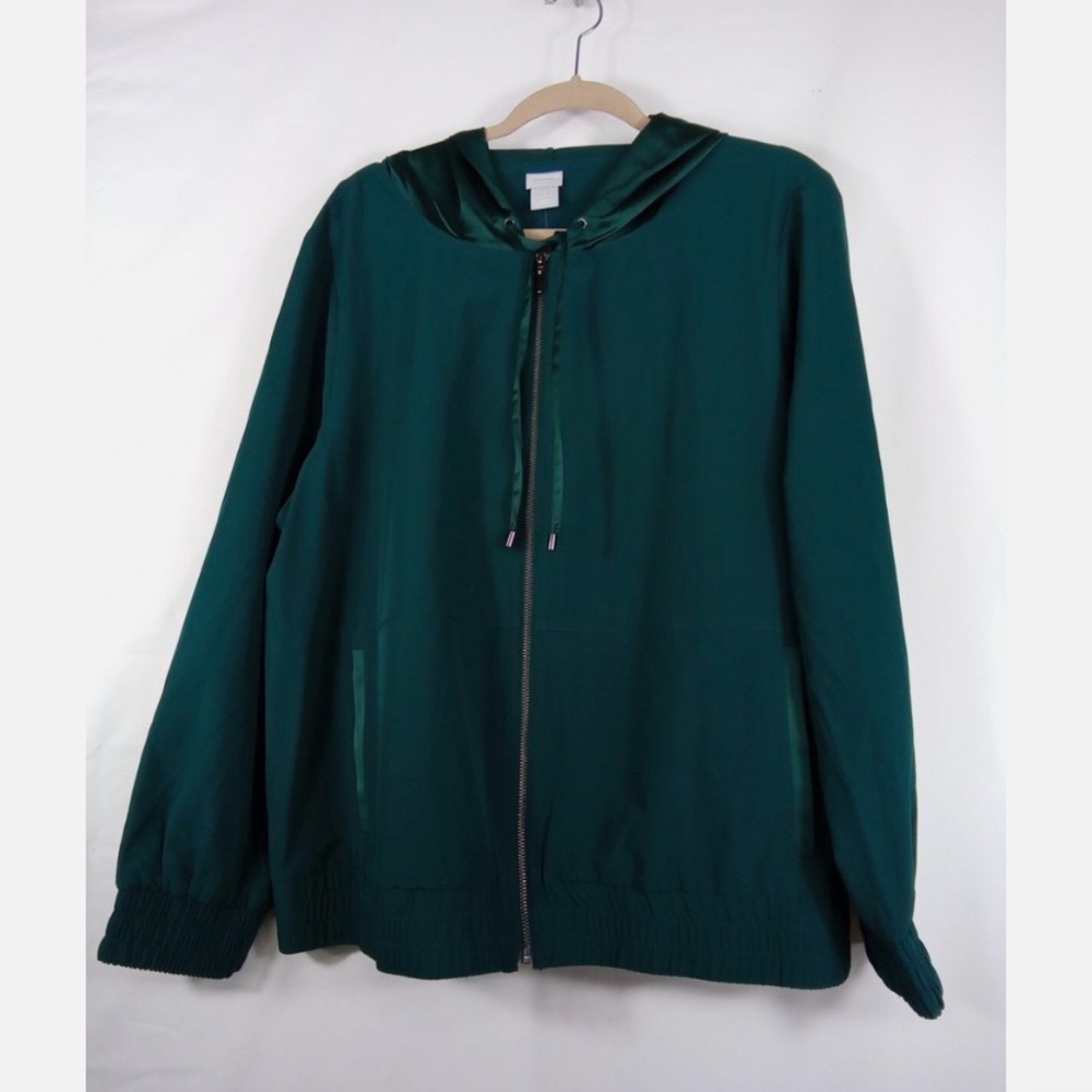 Chico's Deep Teal Zip-Front Hooded Jacket. Chico’s size 1 - Picture 5 of 5